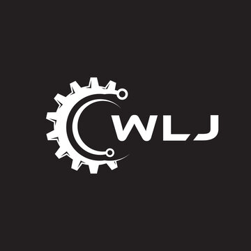 WLJ letter technology logo design on black background. WLJ creative initials letter IT logo concept. WLJ setting shape design.
