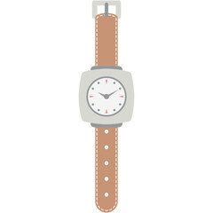 wristwatch analog classic brown leather strap watch