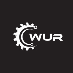WUR letter technology logo design on black background. WUR creative initials letter IT logo concept. WUR setting shape design.

