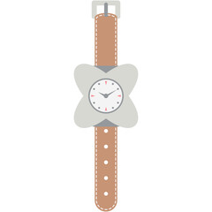 wristwatch analog classic brown leather strap watch