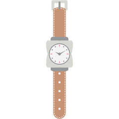 wristwatch analog classic brown leather strap watch