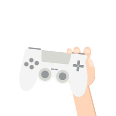 gamer hand holding joystick game controller pad