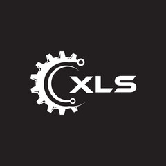 XLS letter technology logo design on black background. XLS creative initials letter IT logo concept. XLS setting shape design.
