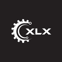 XLX letter technology logo design on black background. XLX creative initials letter IT logo concept. XLX setting shape design.
