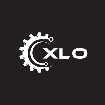 XLO letter technology logo design on black background. XLO creative initials letter IT logo concept. XLO setting shape design.

