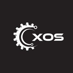 XOS letter technology logo design on black background. XOS creative initials letter IT logo concept. XOS setting shape design.
