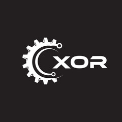 XOR letter technology logo design on black background. XOR creative initials letter IT logo concept. XOR setting shape design.
