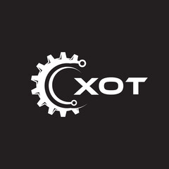 XOT letter technology logo design on black background. XOT creative initials letter IT logo concept. XOT setting shape design.
