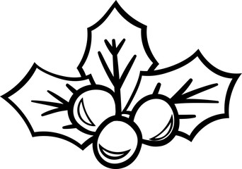 Christmas holly leaves with red berries