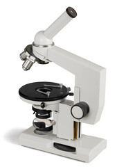 The scientific modern microscope for a laboratory background - obrazy, fototapety, plakaty