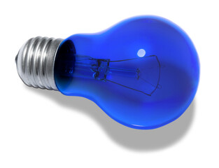 Blue light bulb isolated on white background