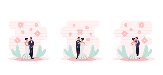 Flat Bundle Wedding Design Illustration