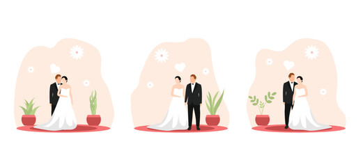 Fototapeta premium Wedding Flat Bundle Design Illustration