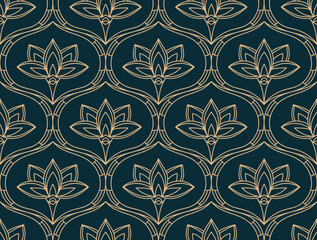 Vector seamless floral damask pattern. Rich ornament, old Damascus style. Royal victorian seamless pattern