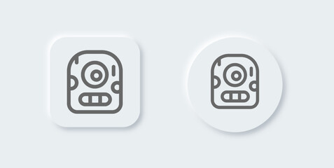 Monsters line icon in neomorphic design style. Cute character signs vector illustration.