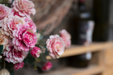 close-up shot of beautiful flowers bouquet on blurred background