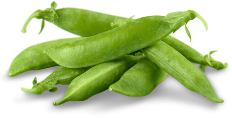 Green peas isolated on the white background.