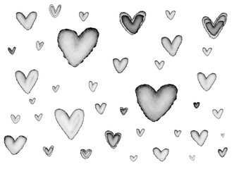 seamless pattern with hearts ink alcoholic black