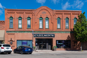 Fototapeta na wymiar Downtown commercial buildings in Perham , Minnesota USA 