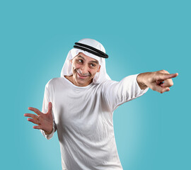 Arab man pointing with his finger