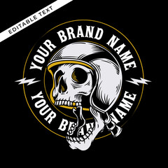 the skull head illustration uses the classic motorcycle helmet vector illustration