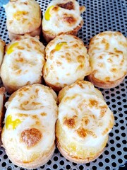 Freshly baked egg bread with cheese - Popular Korean street food