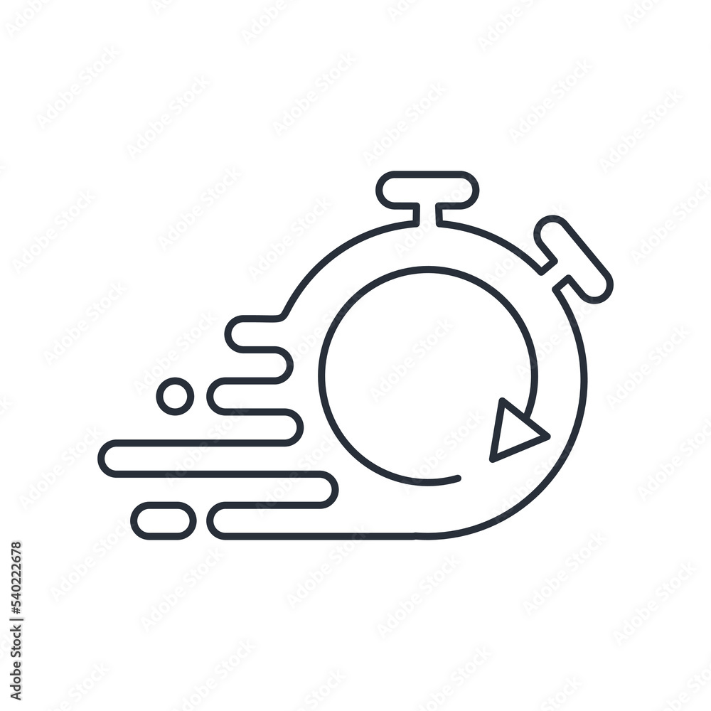 Poster stopwatch and speed. fast events. vector linear icon isolated on white background.