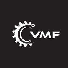 VMF letter technology logo design on black background. VMF creative initials letter IT logo concept. VMF setting shape design.
