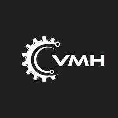 VMH letter technology logo design on black background. VMH creative initials letter IT logo concept. VMH setting shape design.
