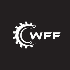 WFF letter technology logo design on black background. WFF creative initials letter IT logo concept. WFF setting shape design.
