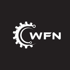 WFN letter technology logo design on black background. WFN creative initials letter IT logo concept. WFN setting shape design.
