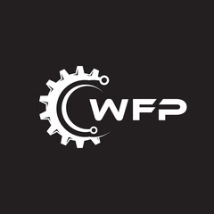WFP letter technology logo design on black background. WFP creative initials letter IT logo concept. WFP setting shape design.
