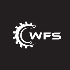 WFS letter technology logo design on black background. WFS creative initials letter IT logo concept. WFS setting shape design.
