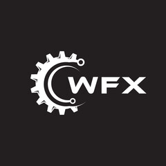 WFX letter technology logo design on black background. WFX creative initials letter IT logo concept. WFX setting shape design.
