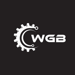 WGB letter technology logo design on black background. WGB creative initials letter IT logo concept. WGB setting shape design.
