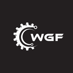 WGF letter technology logo design on black background. WGF creative initials letter IT logo concept. WGF setting shape design.

