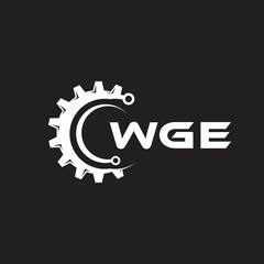 WGE letter technology logo design on black background. WGE creative initials letter IT logo concept. WGE setting shape design.
