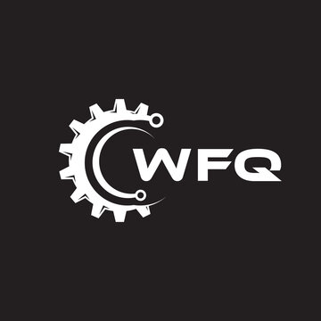 WFQ letter technology logo design on black background. WFQ creative initials letter IT logo concept. WFQ setting shape design.
