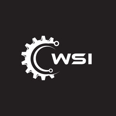 WSI letter technology logo design on black background. WSI creative initials letter IT logo concept. WSI setting shape design.
