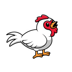 Cute Chicken Crowing Cartoon Vector Icons Illustration. Flat Cartoon Concept. Suitable for any creative project.