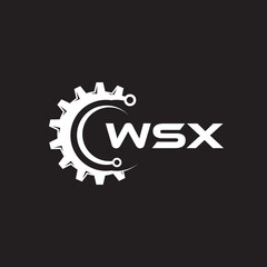 Fototapeta na wymiar WSX letter technology logo design on black background. WSX creative initials letter IT logo concept. WSX setting shape design. 