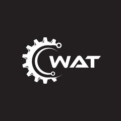 Fototapeta na wymiar WAT letter technology logo design on black background. WAT creative initials letter IT logo concept. WAT setting shape design. 
