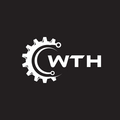 WTH letter technology logo design on black background. WTH creative initials letter IT logo concept. WTH setting shape design.
