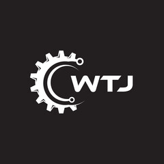 WTJ letter technology logo design on black background. WTJ creative initials letter IT logo concept. WTJ setting shape design.
