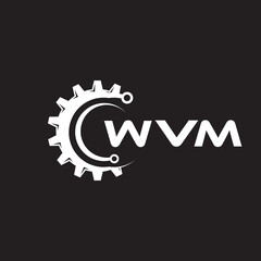 WVM letter technology logo design on black background. WVM creative initials letter IT logo concept. WVM setting shape design.
