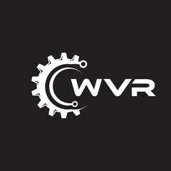 WVR letter technology logo design on black background. WVR creative initials letter IT logo concept. WVR setting shape design.
