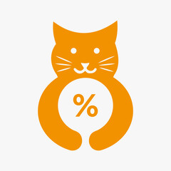 Cat Sale Discount Logo Negative Space Concept Vector Template. Cat Holding Parentage Symbol
