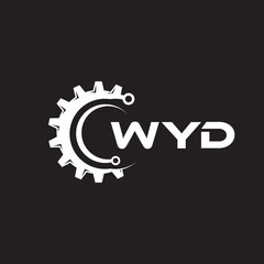 WYD letter technology logo design on black background. WYD creative initials letter IT logo concept. WYD setting shape design.
