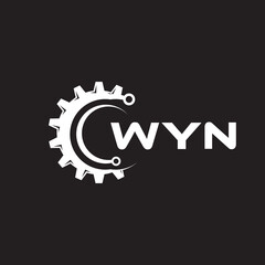 WYN letter technology logo design on black background. WYN creative initials letter IT logo concept. WYN setting shape design.
