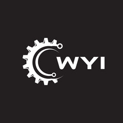 WYI letter technology logo design on black background. WYI creative initials letter IT logo concept. WYI setting shape design.
